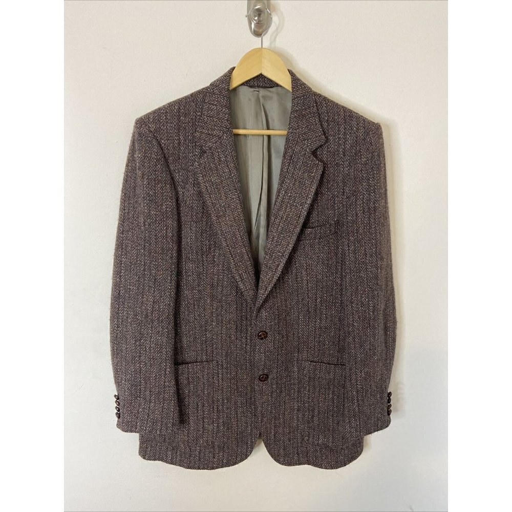 Harris Tweed Kenneth Mackenzie Wool Men 42 Red Brown Gray Blazer Sports Coat